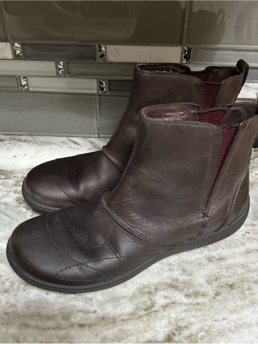 Vintage Patagonia Boots Brown Leather Ankle Women Size 8 Pull On Casual